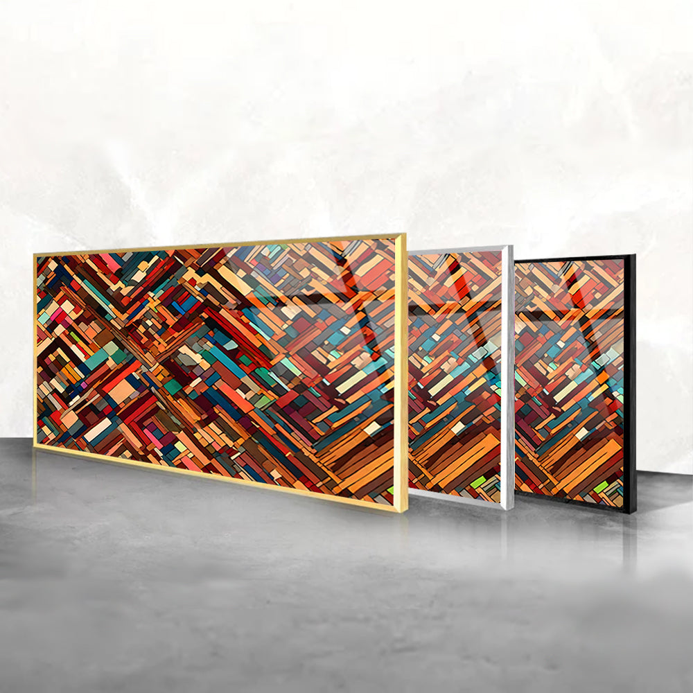 Geometric Illusion: Stripes and Triangles Abstract Glass Art