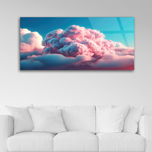 Whimsical Skyline: Colorful Cloudscape Glass Art