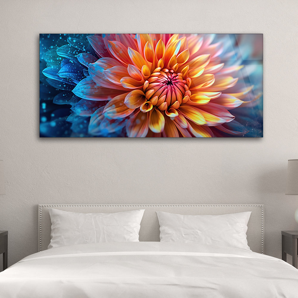 Colorful Blossom Tempered Glass Closeup Flower Art