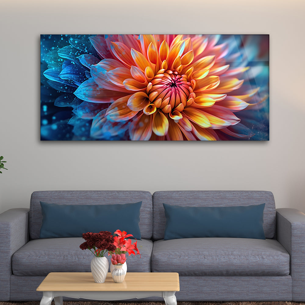 Colorful Blossom Tempered Glass Closeup Flower Art