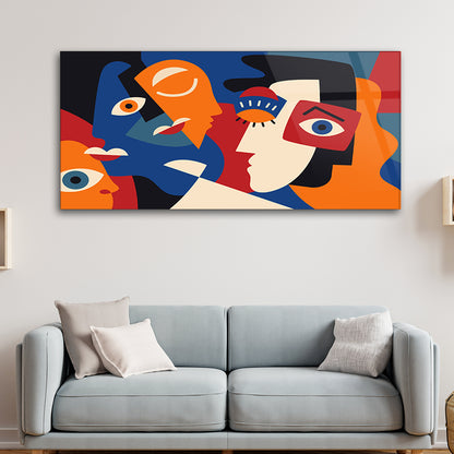 Picasso-Inspired Modern Art Tempered Glass Painting Style