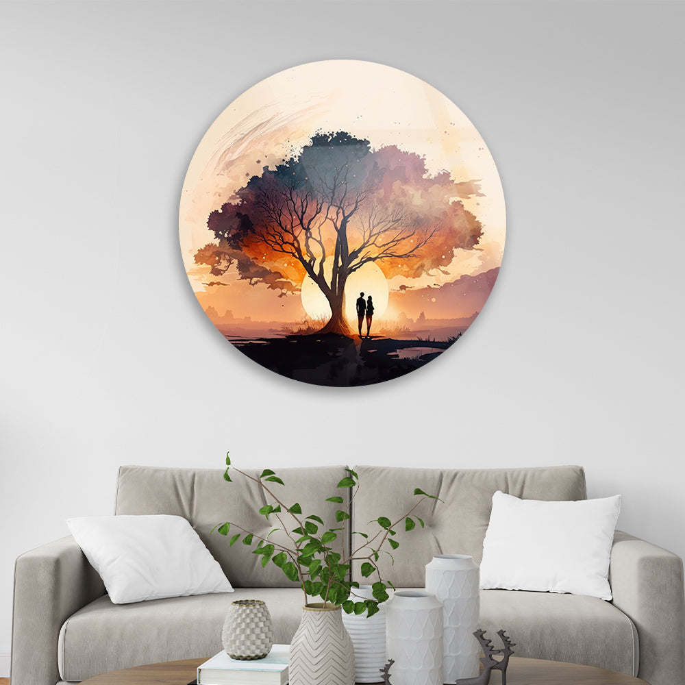 Serene Tree Shade Tempered Glass Art