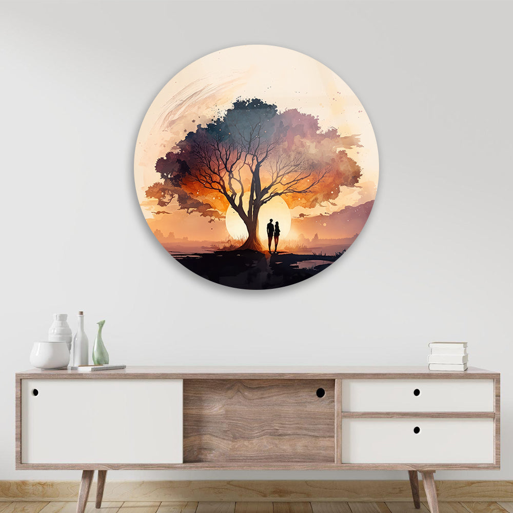 Serene Tree Shade Tempered Glass Art