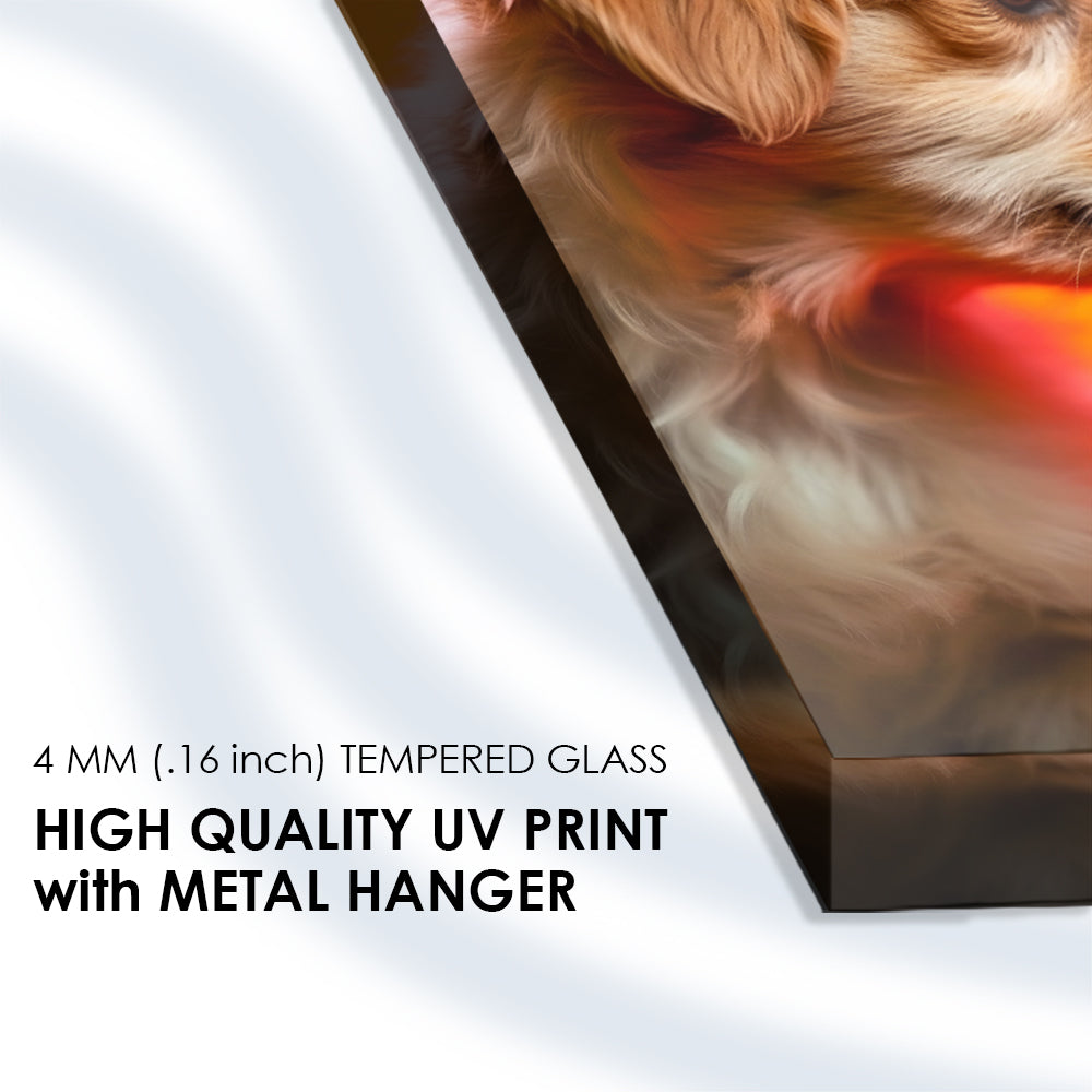 Canine Connection: Dog with Baby Chick in Generated Glass Art