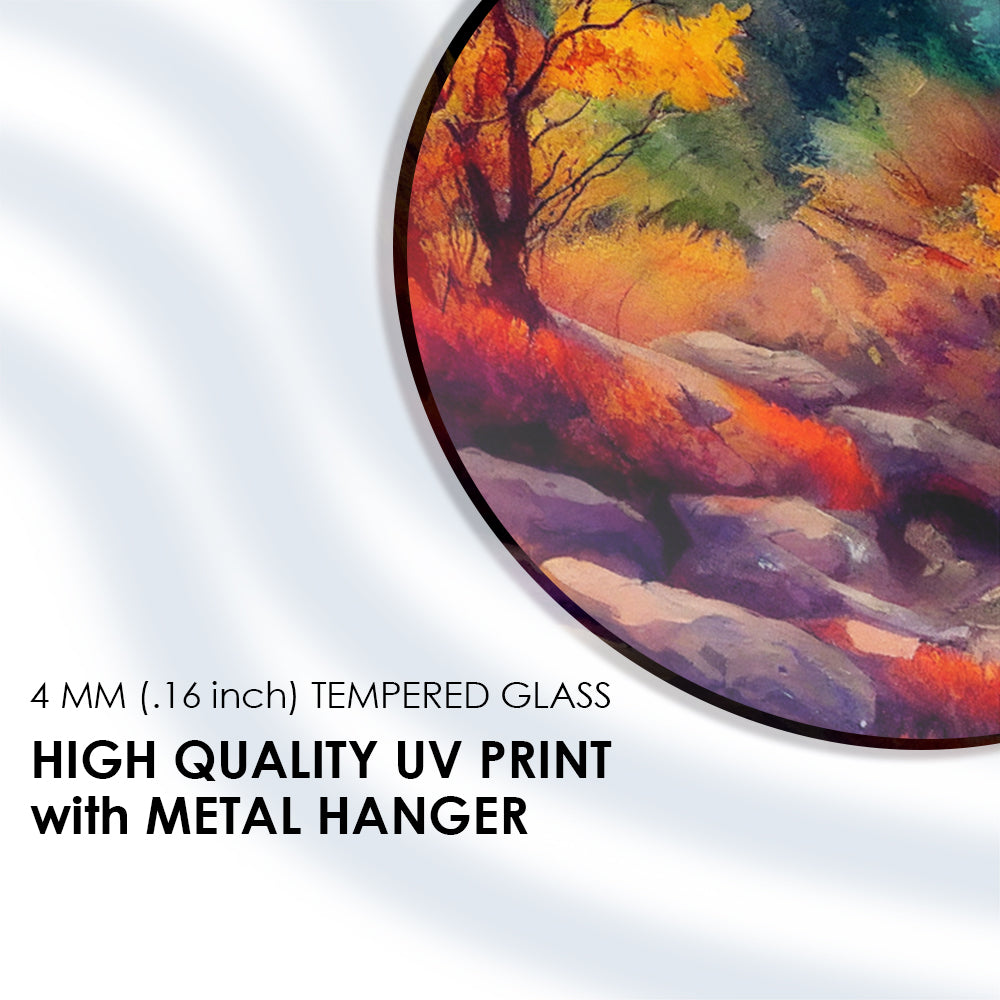 Autumn Peaks Watercolor Tempered Glass Piece