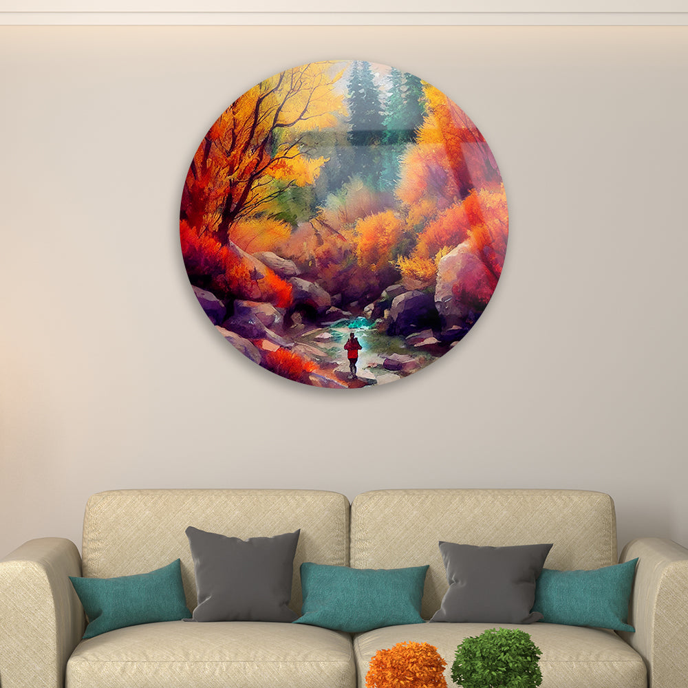 Autumn Peaks Watercolor Tempered Glass Piece