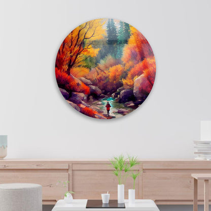 Autumn Peaks Watercolor Tempered Glass Piece