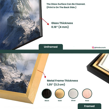 Cloud-Kissed Peaks: Mountain in the Clouds on Glass Wall Decor