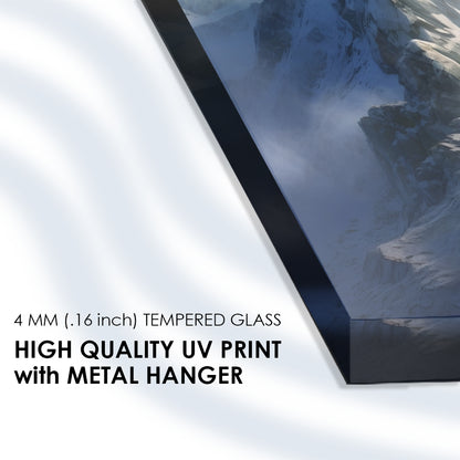 Cloud-Kissed Peaks: Mountain in the Clouds on Glass Wall Decor