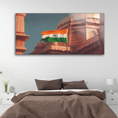 Red Fort Majesty Tempered Glass Indian National Flag