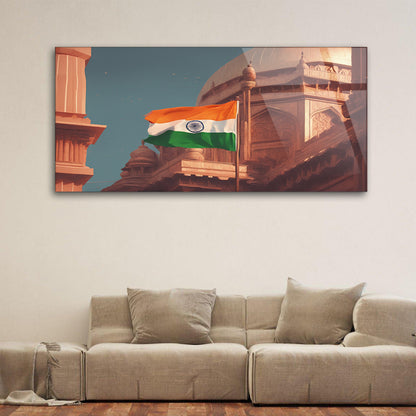 Red Fort Majesty Tempered Glass Indian National Flag