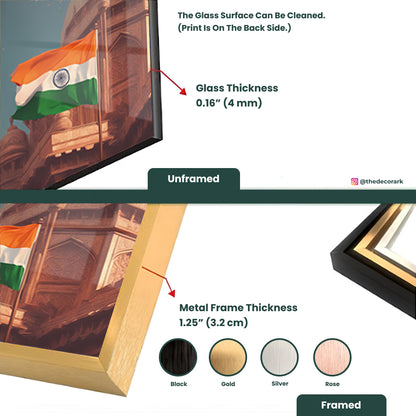 Red Fort Majesty Tempered Glass Indian National Flag