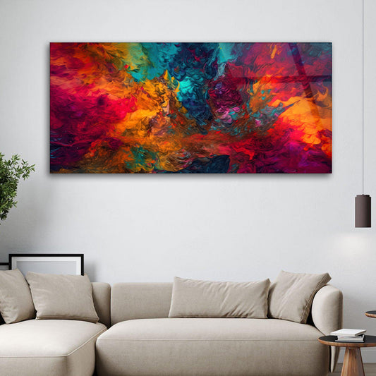 Multicolored Harmony: Tempered Glass Abstract Painting Variety