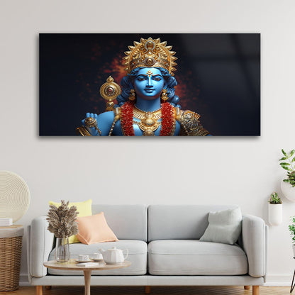 Vishnu's Aura: Tempered Glass Artistic Depiction of Lord Vishnu