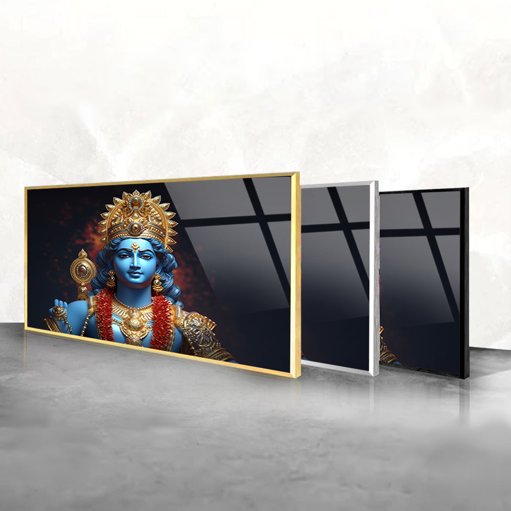 Vishnu's Aura: Tempered Glass Artistic Depiction of Lord Vishnu