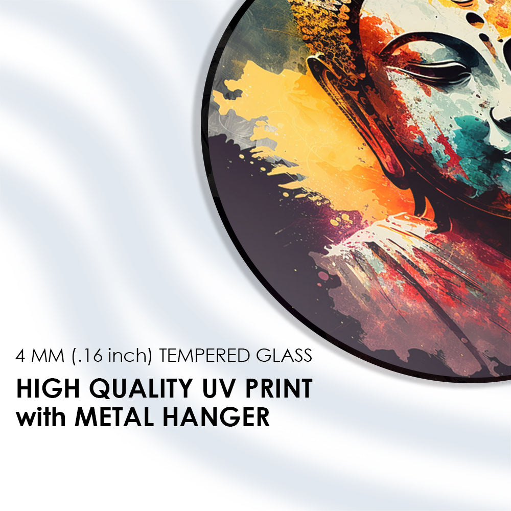 Peaceful Buddha Portrait Tempered Glass Art