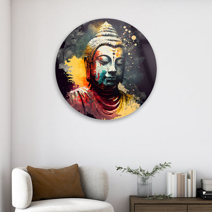 Peaceful Buddha Portrait Tempered Glass Art