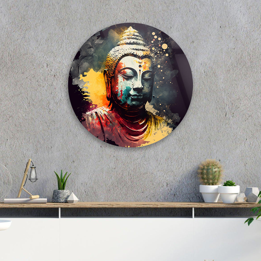 Peaceful Buddha Portrait Tempered Glass Art