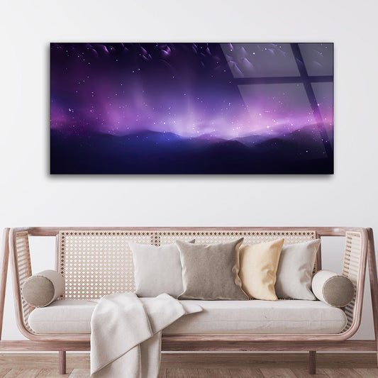 Galactic Violet Dreams: Tempered Glass Space Art