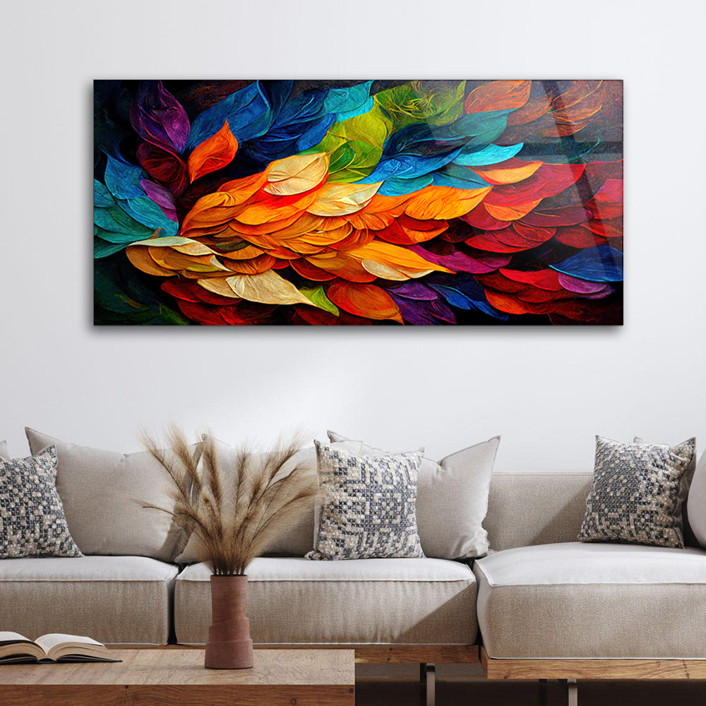 Leaves Rhapsody: Glass Art Abstract Nature Painting