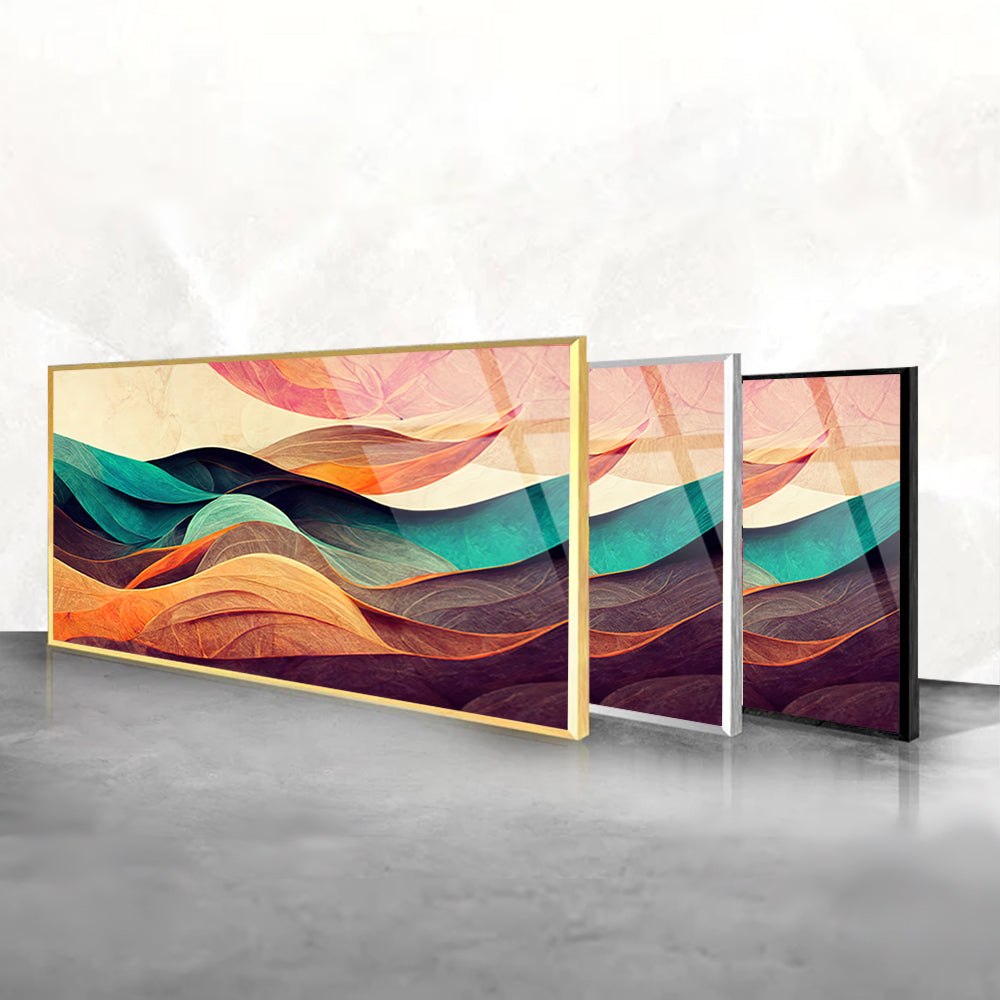 Wavy Layers Abstract: Tempered Glass Colorful Abstract Waves