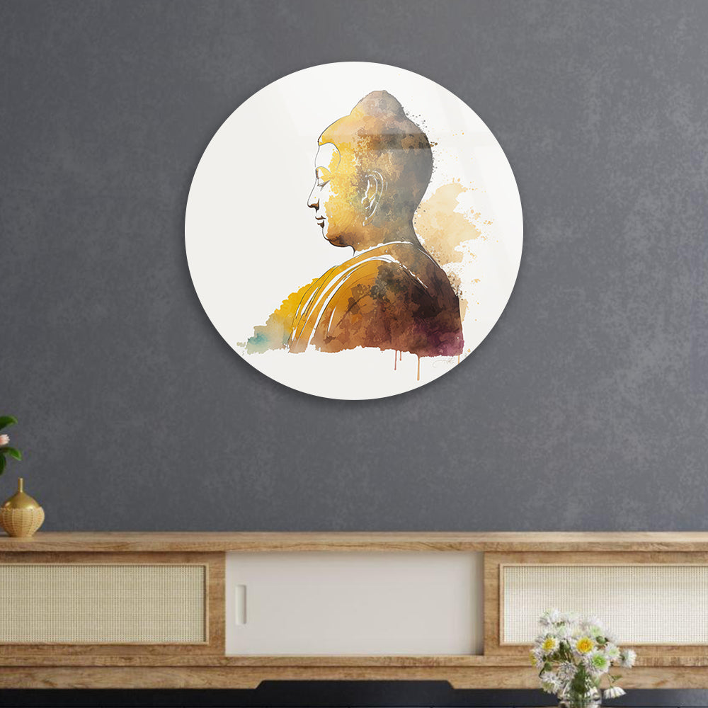 Buddha Watercolor Calm Tempered Glass Piece