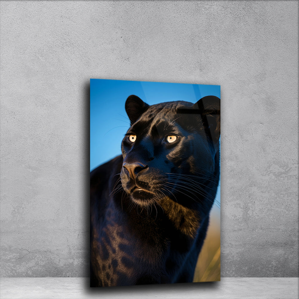 Panther's Gaze: Close-Up of Black Panther on Glass