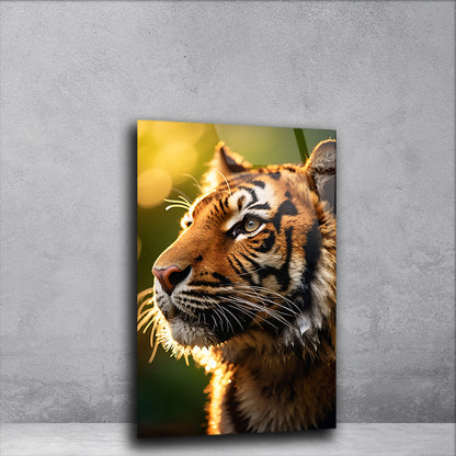 Tiger's Reverie: Bengal Tiger Admiring Nature in Generated Glass Art