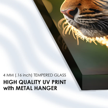 Tiger's Reverie: Bengal Tiger Admiring Nature in Generated Glass Art