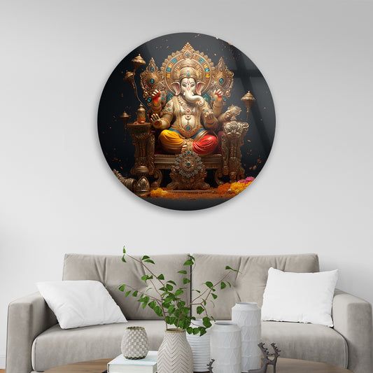 Divine Ganesha Aura Tempered Glass Art