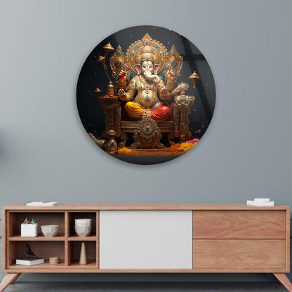 Divine Ganesha Aura Tempered Glass Art