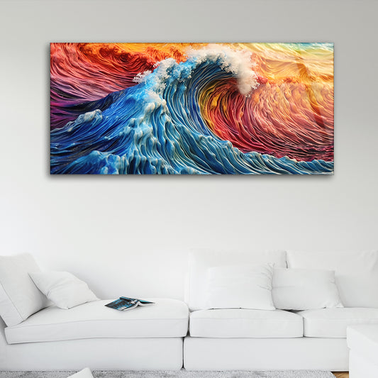 Vivid Ocean Wave Canvas: A Colorful Sea-inspired Masterpiece