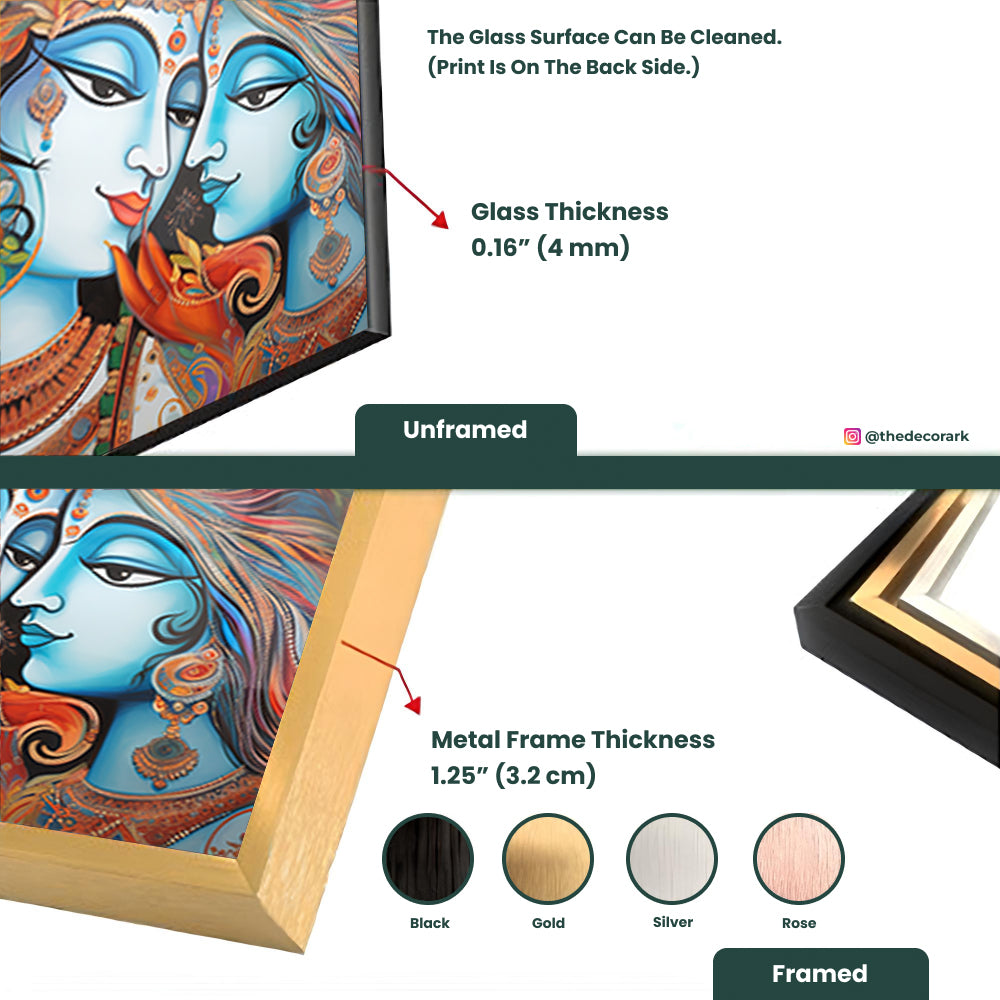 Religious Radha Krishna Glass Frame: Divine Decor for Your Home