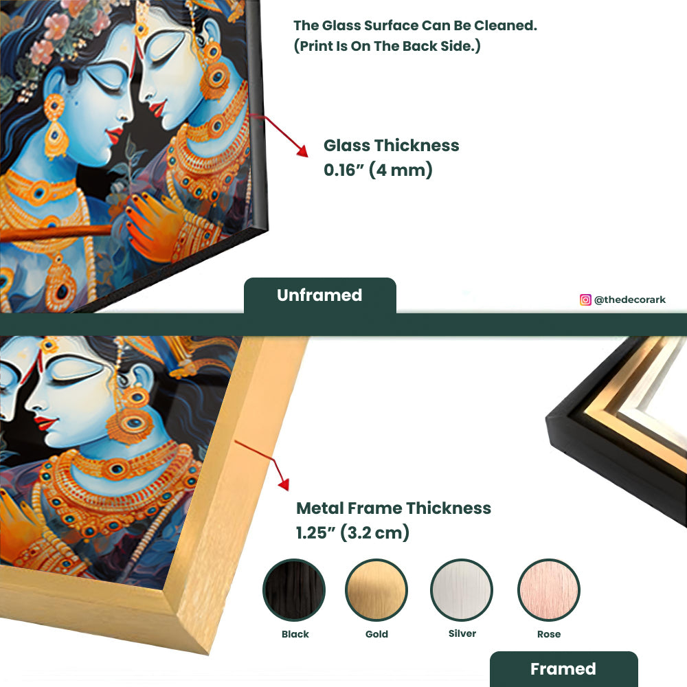 Divine Radha Krishna Glass Frame