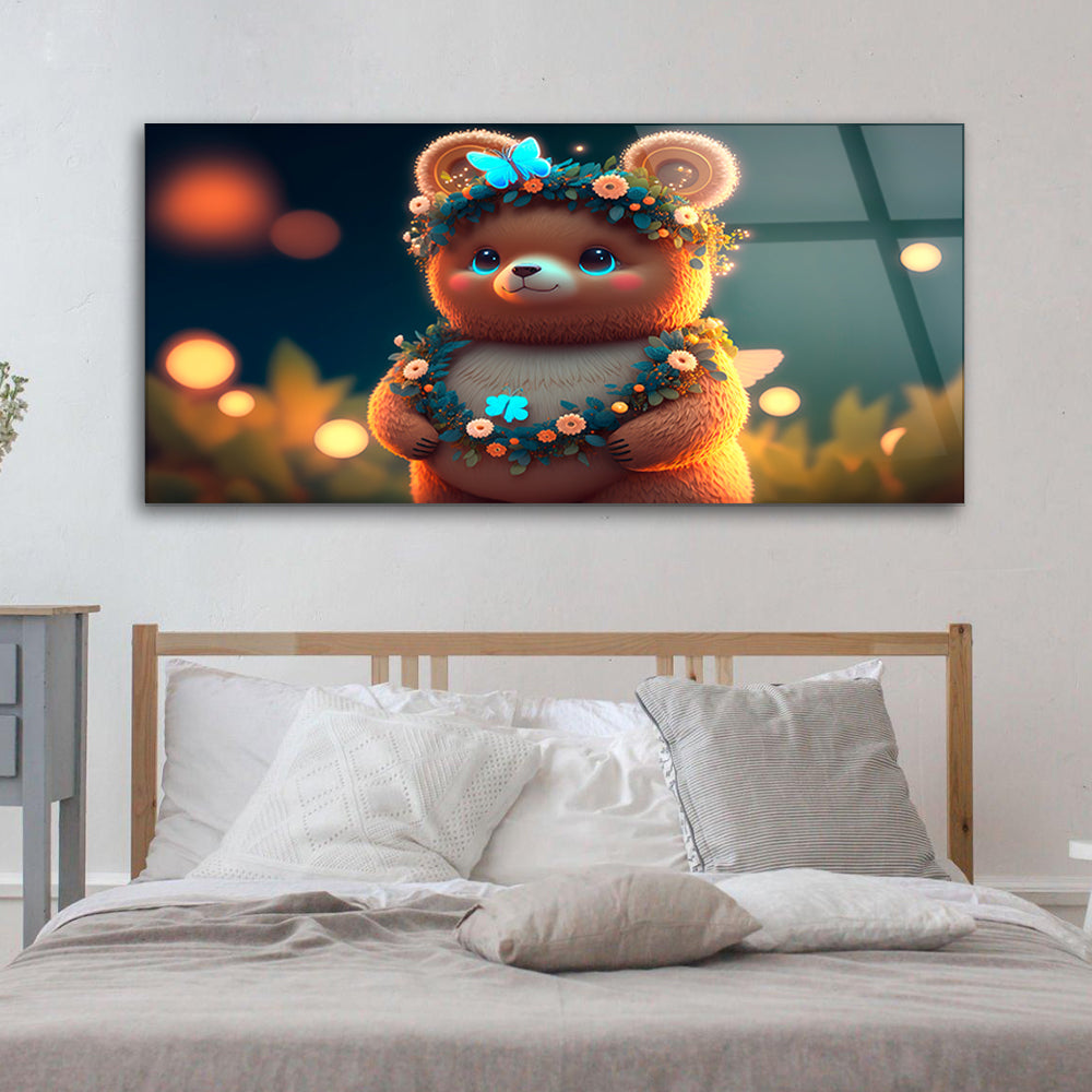 Teddy Bear Amidst Nature: A Whimsical Wreath Scenery