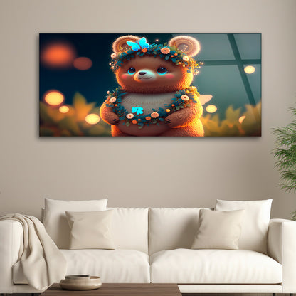 Teddy Bear Amidst Nature: A Whimsical Wreath Scenery