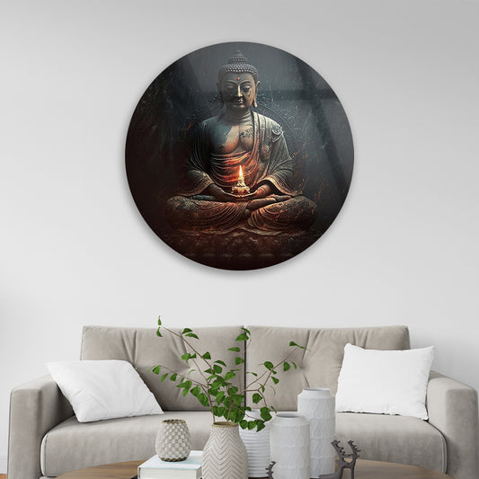 Sacred Buddha Form Tempered Glass Art