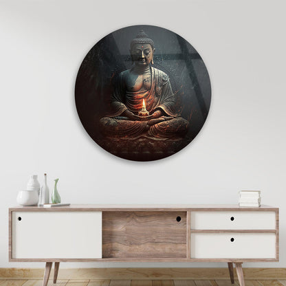 Sacred Buddha Form Tempered Glass Art