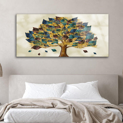 Colorful Turquoise Tree: Vibrant Glass Wall Art