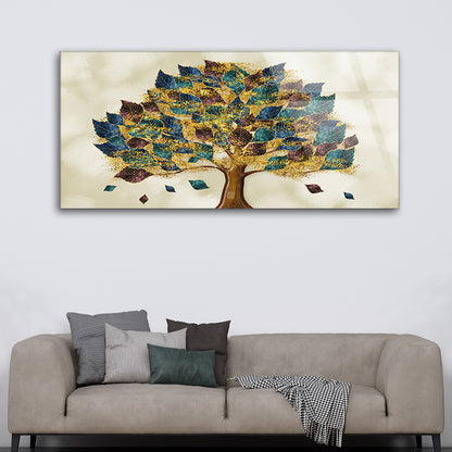 Colorful Turquoise Tree: Vibrant Glass Wall Art