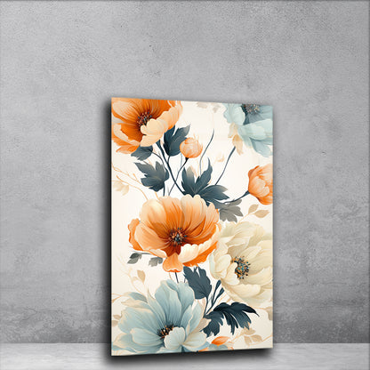 Orange Blossom: Painting of Orange Florals on Generated Glass