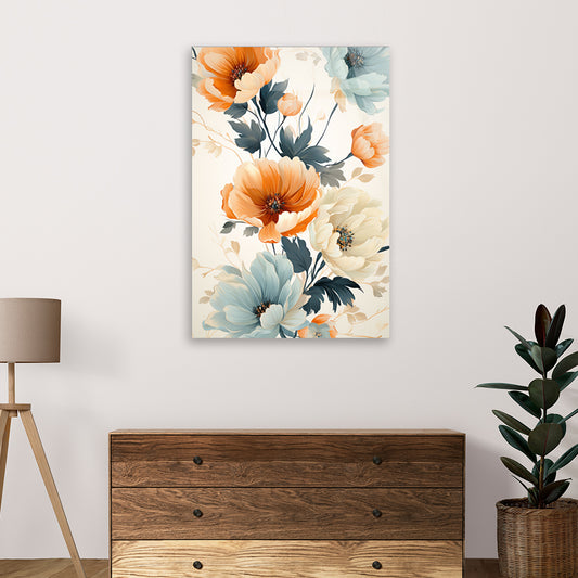 Orange Blossom: Painting of Orange Florals on Generated Glass