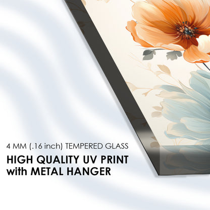 Orange Blossom: Painting of Orange Florals on Generated Glass