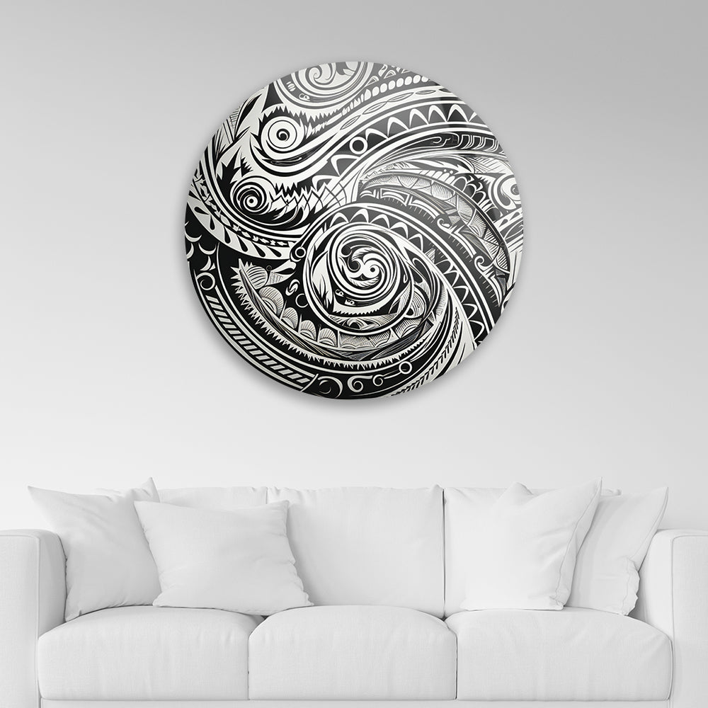 Maori Tribal Rhythm Tempered Glass Piece