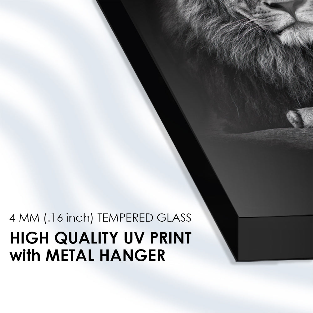 Jungle Sovereign: Lion - King of the Jungle on Tempered Glass