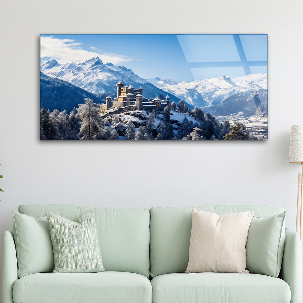 Winter Castle Amidst Nature: Scenic Landscape Art