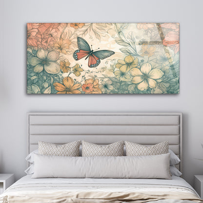 Colorful Floral Pattern with Butterflies: Artistic Design