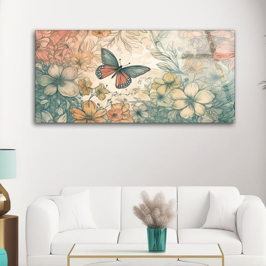 Colorful Floral Pattern with Butterflies: Artistic Design