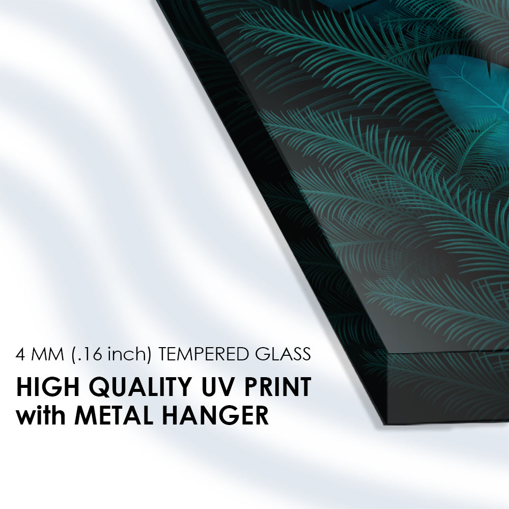 Tropical Foliage Fantasy: Tempered Glass Abstract Jungle Art