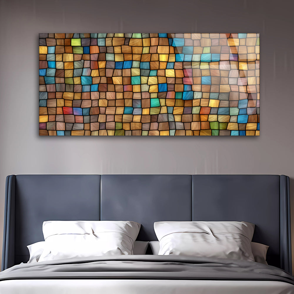 Stained Glass Symphony: Tempered Glass Abstract Mosaic Art